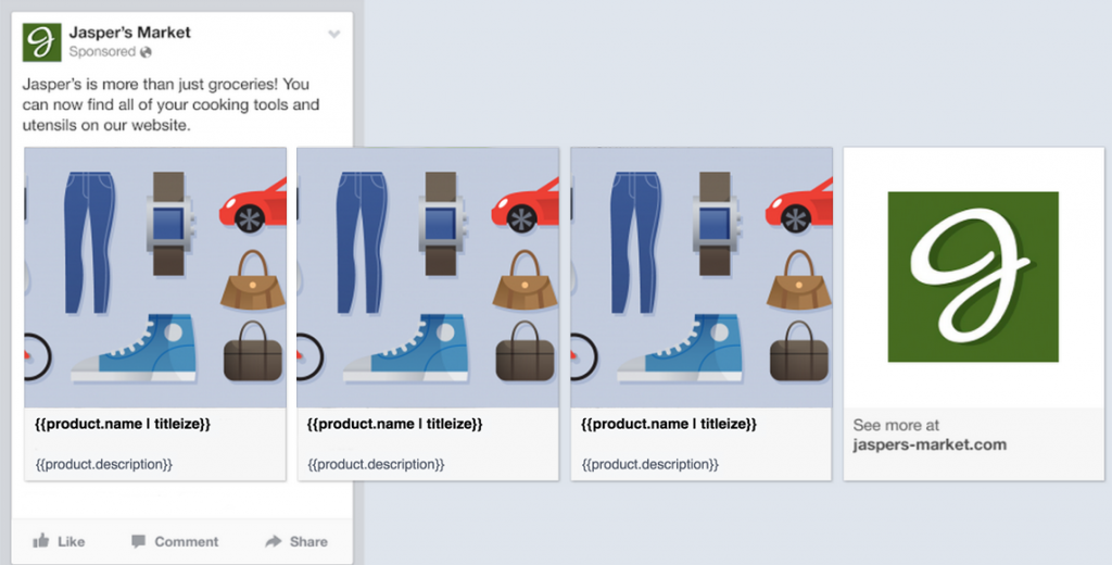 Primer prikaza facebook pixel oglasov