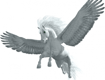 Winged Pegasus as a symbol of Donat mineral water in white.